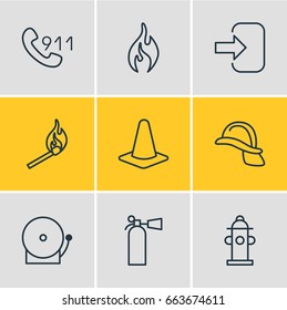 Vector Illustration Of 9 Necessity Icons. Editable Pack Of Hotline, Water, Door And Other Elements.