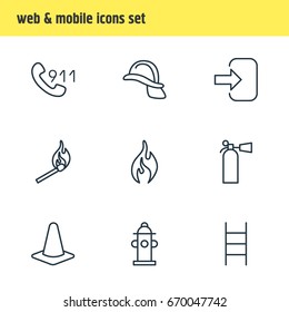 Vector Illustration Of 9 Necessity Icons. Editable Pack Of Taper, Safety, Water And Other Elements.