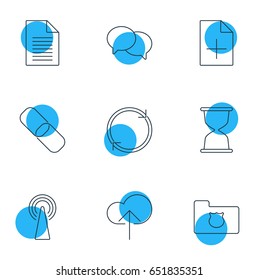 Vector Illustration Of 9 Network Icons. Editable Pack Of Refresh, Chain, Sandglass Elements.