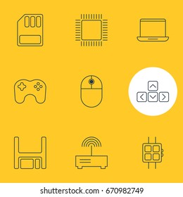 Vector Illustration Of 9 Notebook Icons. Editable Pack Of Storage, Keypad, Notebook And Other Elements.
