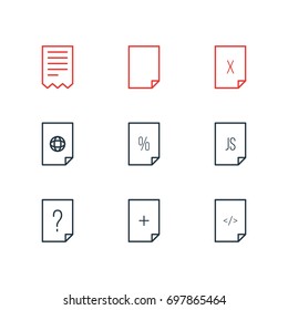 Vector Illustration Of 9 Page Icons. Editable Pack Of Internet, Question, Plus And Other Elements.