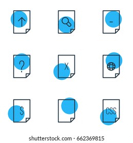 Vector Illustration Of 9 Paper Icons. Editable Pack Of Internet, Munus, Remove And Other Elements.