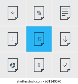 Vector Illustration Of 9 Paper Icons. Editable Pack Of Remove, Document, Upload And Other Elements.