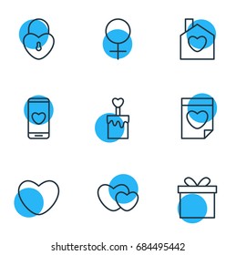 Vector Illustration Of 9 Passion Icons. Editable Pack Of Gift, Soul, Valentine And Other Elements.