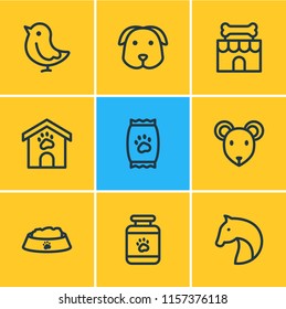Vector illustration of 9 pet icons line style. Editable set of pet medicine, dog, pet shop and other icon elements.