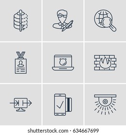 Vector Illustration Of 9 Privacy Icons. Editable Pack Of Send Information, Easy Payment, Camera And Other Elements.