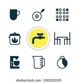 Vector illustration of 9 restaurant icons. Editable set of pan, dining table, electric stove and other icon elements.