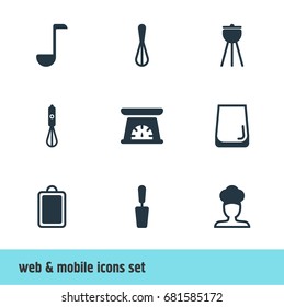 Vector Illustration Of 9 Restaurant Icons. Editable Pack Of Barbecue, Glass Cup, Cook And Other Elements.