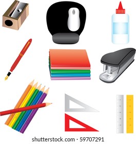 Vector Illustration of 9 School or office supplies