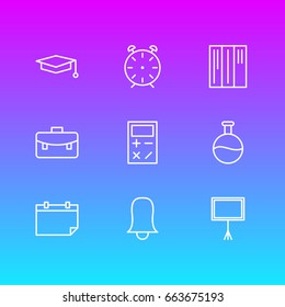 Vector Illustration Of 9 Science Icons. Editable Pack Of Jingle, Portfolio, Date And Other Elements.