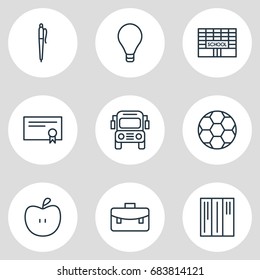 Vector Illustration Of 9 Science Icons. Editable Pack Of Car, Portfolio, Bulb And Other Elements.