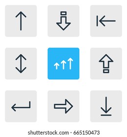 Vector Illustration Of 9 Sign Icons. Editable Pack Of Loading, Exchange, Right And Other Elements.