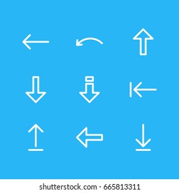 Vector Illustration Of 9 Sign Icons. Editable Pack Of Up, Left, Direction And Other Elements.