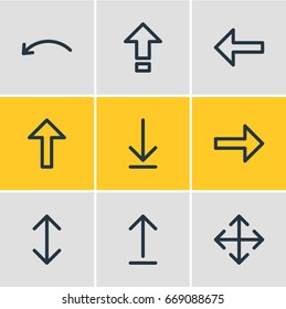 Vector Illustration Of 9 Sign Icons. Editable Pack Of Right, Submit, Loading And Other Elements.