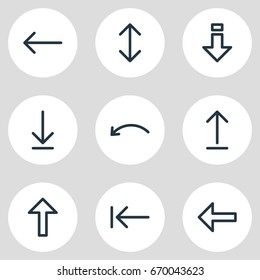 Vector Illustration Of 9 Sign Icons. Editable Pack Of Tab, Down, Exchange And Other Elements.