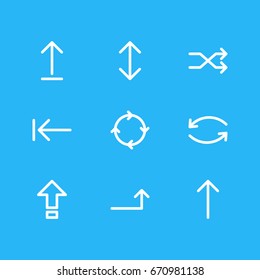 Vector Illustration Of 9 Sign Icons. Editable Pack Of Tab , Randomize, Exchange Elements.