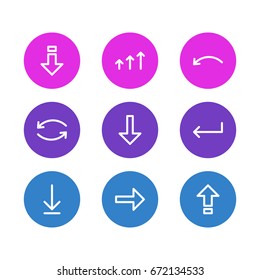 Vector Illustration Of 9 Sign Icons. Editable Pack Of Update, Increase, Right And Other Elements.