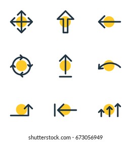 Vector Illustration Of 9 Sign Icons. Editable Pack Of Up, Left, Tab And Other Elements.