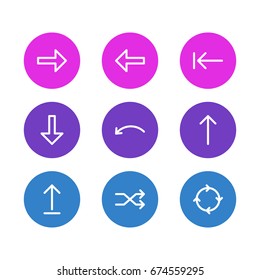 Vector Illustration Of 9 Sign Icons. Editable Pack Of Upwards, Tab, Direction And Other Elements.