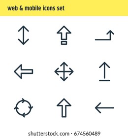 Vector Illustration Of 9 Sign Icons. Editable Pack Of Shrift, Left, Circle And Other Elements.