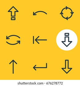 Vector Illustration Of 9 Sign Icons. Editable Pack Of Upwards, Download, Shrift And Other Elements.