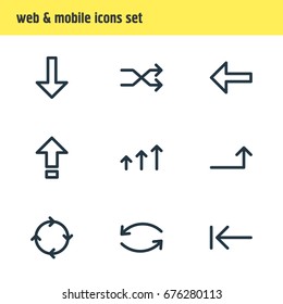 Vector Illustration Of 9 Sign Icons. Editable Pack Of Download, Shrift, Update And Other Elements.