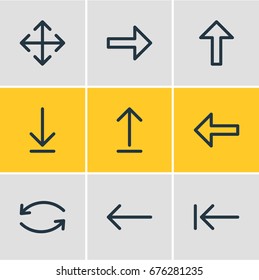 Vector Illustration Of 9 Sign Icons. Editable Pack Of Direction, Widen, Right And Other Elements.