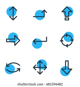Vector Illustration Of 9 Sign Icons. Editable Pack Of Exchange, Turn, Circle And Other Elements.