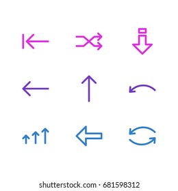 Vector Illustration Of 9 Sign Icons. Editable Pack Of Upwards, Left, Tab And Other Elements.