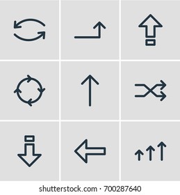 Vector Illustration Of 9 Sign Icons. Editable Pack Of Increase, Upwards, Shrift And Other Elements.