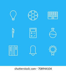 Vector Illustration Of 9 Studies Icons. Editable Pack Of Pencil, Jingle, Tube And Other Elements.