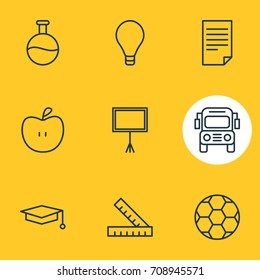 Vector Illustration Of 9 Studies Icons. Editable Pack Of Paper, Write Table, Tube And Other Elements.