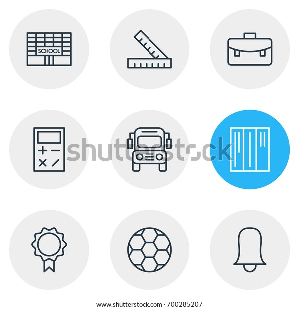 Vector Illustration Of 9
Studies Icons. Editable Pack Of Car, Meter, Football And Other
Elements.