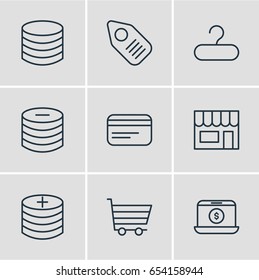 Vector Illustration Of 9 Trading Icons. Editable Pack Of Rack, Trading, Plus And Other Elements.