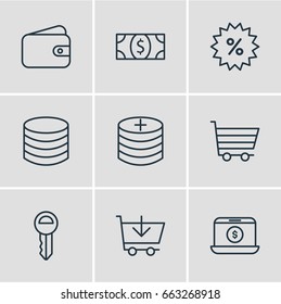 Vector Illustration Of 9 Trading Icons. Editable Pack Of Box, Buy, Trading And Other Elements.
