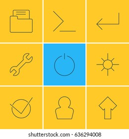 Vector Illustration Of 9 UI Icons. Editable Pack Of Avatar, Accsess, Switch Off And Other Elements.