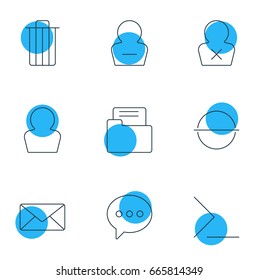 Vector Illustration Of 9 UI Icons. Editable Pack Of Remove User, Dossier, Garbage And Other Elements.