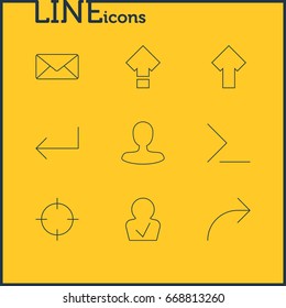 Vector Illustration Of 9 UI Icons. Editable Pack Of Screen Capture, Share, Accsess And Other Elements.