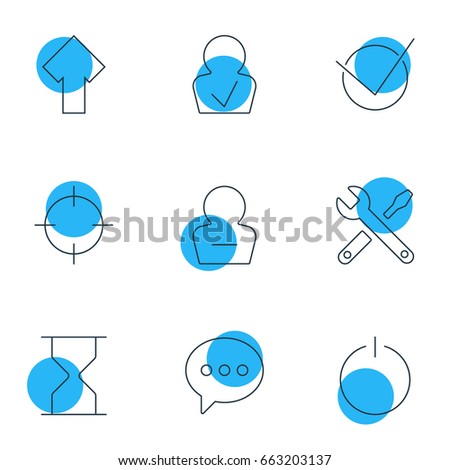 Vector Illustration Of 9 UI Icons. Editable Pack Of Approved Profile, Hourglass, Yes And Other Elements.