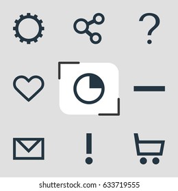 Vector Illustration Of 9 User Icons. Editable Pack Of Letter, Stopwatch, Alert And Other Elements.