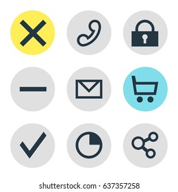 Vector Illustration Of 9 User Icons. Editable Pack Of Confirm, Wrong, Padlock And Other Elements.