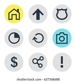 Vector Illustration Of 9 User Icons. Editable Pack Of Alert, Publish, Money Making And Other Elements.