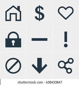 Vector Illustration Of 9 User Icons. Editable Pack Of Alert, Access Denied, Minus And Other Elements.