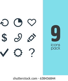 Vector Illustration Of 9 User Icons. Editable Pack Of Emotion, Renovate, Stopwatch And Other Elements.
