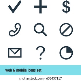 Vector Illustration Of 9 User Icons. Editable Pack Of Access Denied , Handset, Plus Elements.
