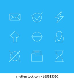 Vector Illustration Of 9 User Icons. Editable Pack Of Bolt, Yes, Cancel And Other Elements.