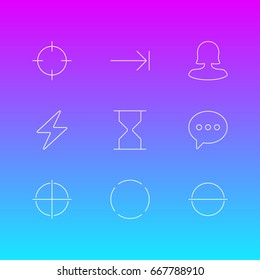 Vector Illustration Of 9 User Icons. Editable Pack Of Female User, Screen Capture, Hourglass And Other Elements.