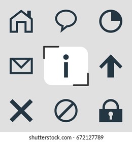 Vector Illustration Of 9 User Icons. Editable Pack Of Talk Bubble, Info, Mainpage And Other Elements.
