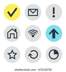 Vector Illustration Of 9 User Icons. Editable Pack Of Mainpage, Asterisk, Confirm And Other Elements.
