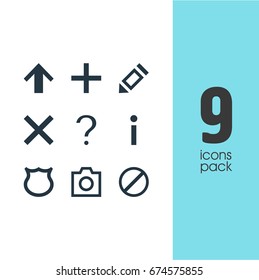 Vector Illustration Of 9 User Icons. Editable Pack Of Snapshot, Access Denied, Top And Other Elements.
